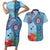 Fiji Day Couples Matching Short Sleeve Bodycon Dress and Hawaiian Shirt Tapa Pattern and Hibiscus Flower