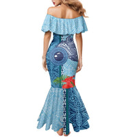 Fiji Day Family Matching Mermaid Dress and Hawaiian Shirt Tapa Pattern and Hibiscus Flower