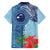 Fiji Day Family Matching Off The Shoulder Long Sleeve Dress and Hawaiian Shirt Tapa Pattern and Hibiscus Flower