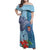 Fiji Day Family Matching Off Shoulder Maxi Dress and Hawaiian Shirt Tapa Pattern and Hibiscus Flower