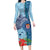 Fiji Day Long Sleeve Bodycon Dress Tapa Pattern and Hibiscus Flower