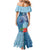 Fiji Day Mermaid Dress Tapa Pattern and Hibiscus Flower