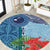 Fiji Day Round Carpet Tapa Pattern and Hibiscus Flower