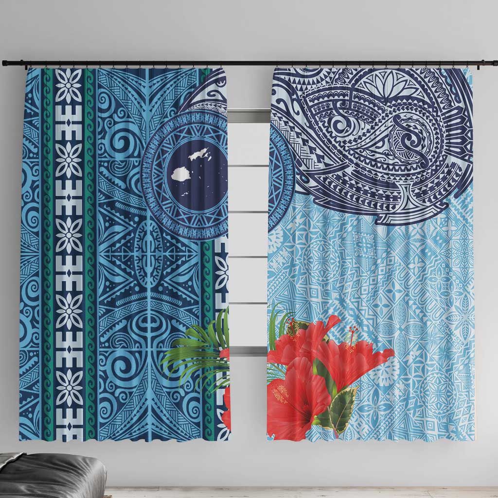 Fiji Day Window Curtain Tapa Pattern and Hibiscus Flower