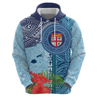 Fiji Day Zip Hoodie Tapa Pattern and Hibiscus Flower