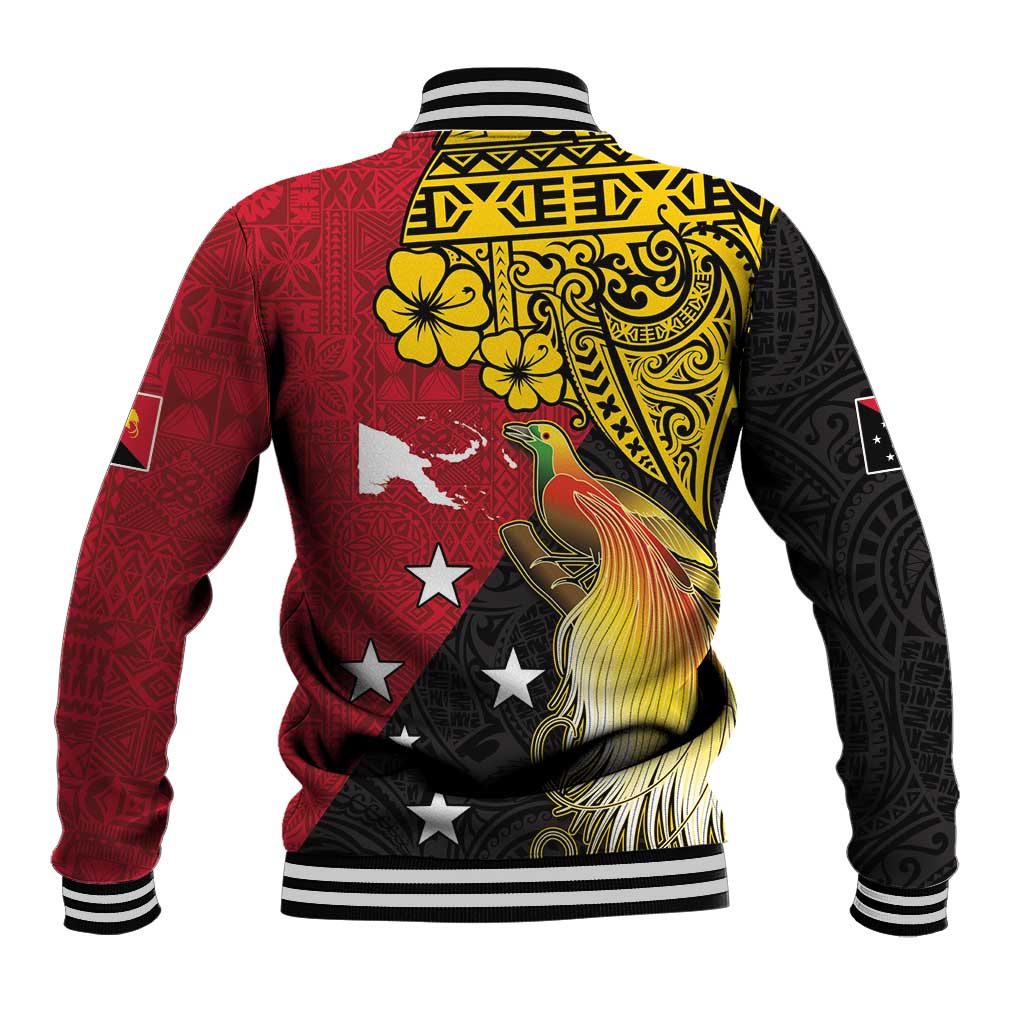 Papua New Guinea Independence Day Baseball Jacket Bird-of-Paradise with Map and Polynesian Pattern LT03 - Polynesian Pride