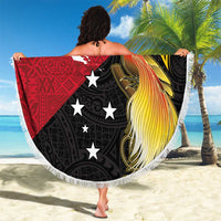 Papua New Guinea Independence Day Beach Blanket Bird-of-Paradise with Map and Polynesian Pattern LT03 - Polynesian Pride