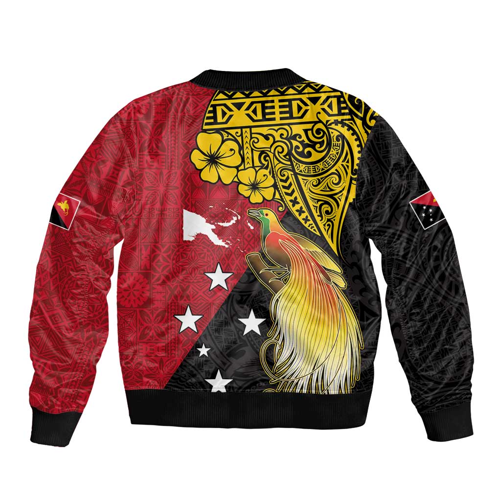 Papua New Guinea Independence Day Bomber Jacket Bird-of-Paradise with Map and Polynesian Pattern LT03 - Polynesian Pride
