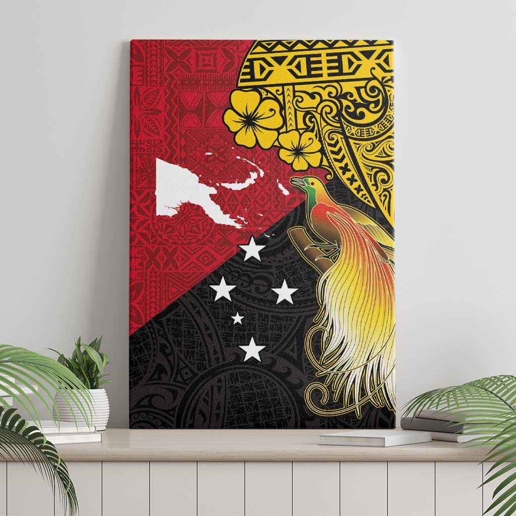 Papua New Guinea Independence Day Canvas Wall Art Bird-of-Paradise with Map and Polynesian Pattern LT03 - Polynesian Pride