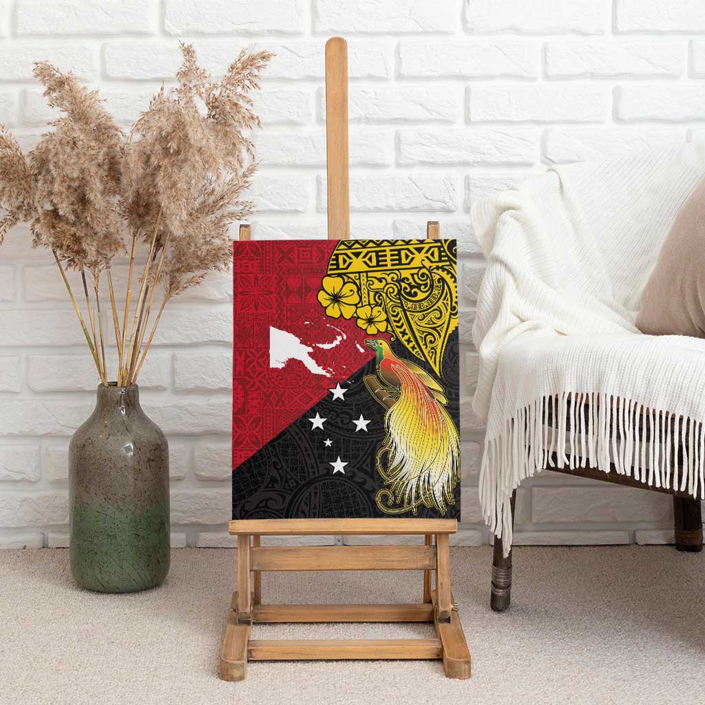 Papua New Guinea Independence Day Canvas Wall Art Bird-of-Paradise with Map and Polynesian Pattern LT03 - Polynesian Pride