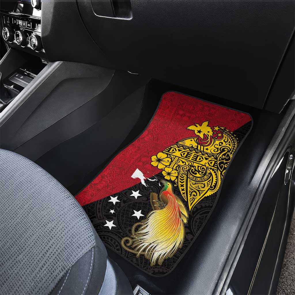 Papua New Guinea Independence Day Car Mats Bird-of-Paradise with Map and Polynesian Pattern LT03 - Polynesian Pride