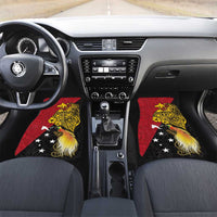 Papua New Guinea Independence Day Car Mats Bird-of-Paradise with Map and Polynesian Pattern LT03 Set 2pcs - Front Black - Polynesian Pride