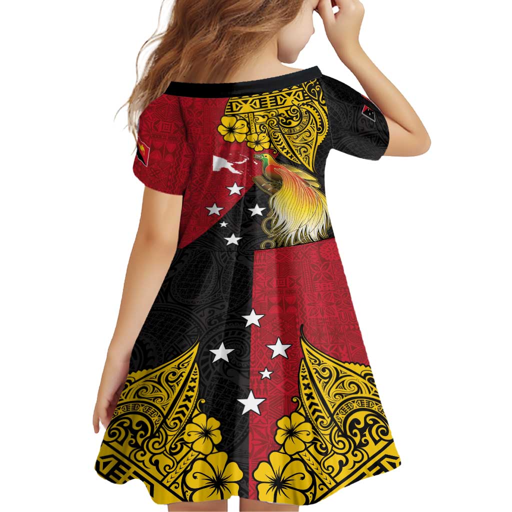 Papua New Guinea Independence Day Family Matching Long Sleeve Bodycon Dress and Hawaiian Shirt Bird-of-Paradise with Map and Polynesian Pattern