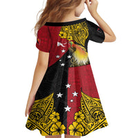 Papua New Guinea Independence Day Family Matching Long Sleeve Bodycon Dress and Hawaiian Shirt Bird-of-Paradise with Map and Polynesian Pattern