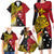 Papua New Guinea Independence Day Family Matching Long Sleeve Bodycon Dress and Hawaiian Shirt Bird-of-Paradise with Map and Polynesian Pattern