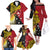 Papua New Guinea Independence Day Family Matching Off The Shoulder Long Sleeve Dress and Hawaiian Shirt Bird-of-Paradise with Map and Polynesian Pattern