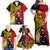 Papua New Guinea Independence Day Family Matching Off Shoulder Maxi Dress and Hawaiian Shirt Bird-of-Paradise with Map and Polynesian Pattern