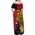 Papua New Guinea Independence Day Family Matching Off Shoulder Maxi Dress and Hawaiian Shirt Bird-of-Paradise with Map and Polynesian Pattern