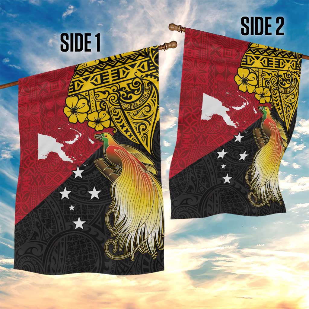 Papua New Guinea Independence Day Garden Flag Bird-of-Paradise with Map and Polynesian Pattern LT03 - Polynesian Pride