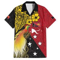 Papua New Guinea Independence Day Hawaiian Shirt Bird-of-Paradise with Map and Polynesian Pattern LT03 Black - Polynesian Pride