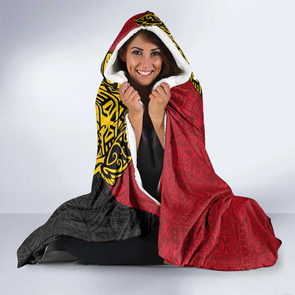 Papua New Guinea Independence Day Hooded Blanket Bird-of-Paradise with Map and Polynesian Pattern LT03 - Polynesian Pride