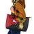 Papua New Guinea Independence Day Leather Tote Bag Bird-of-Paradise with Map and Polynesian Pattern