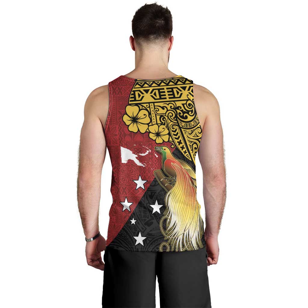 Papua New Guinea Independence Day Men Tank Top Bird-of-Paradise with Map and Polynesian Pattern LT03 - Polynesian Pride
