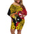 Papua New Guinea Independence Day Off Shoulder Short Dress Bird-of-Paradise with Map and Polynesian Pattern