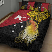 Papua New Guinea Independence Day Quilt Bed Set Bird-of-Paradise with Map and Polynesian Pattern LT03 - Polynesian Pride