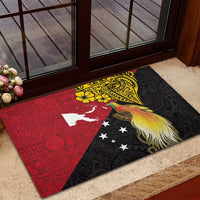 Papua New Guinea Independence Day Rubber Doormat Bird-of-Paradise with Map and Polynesian Pattern LT03 - Polynesian Pride