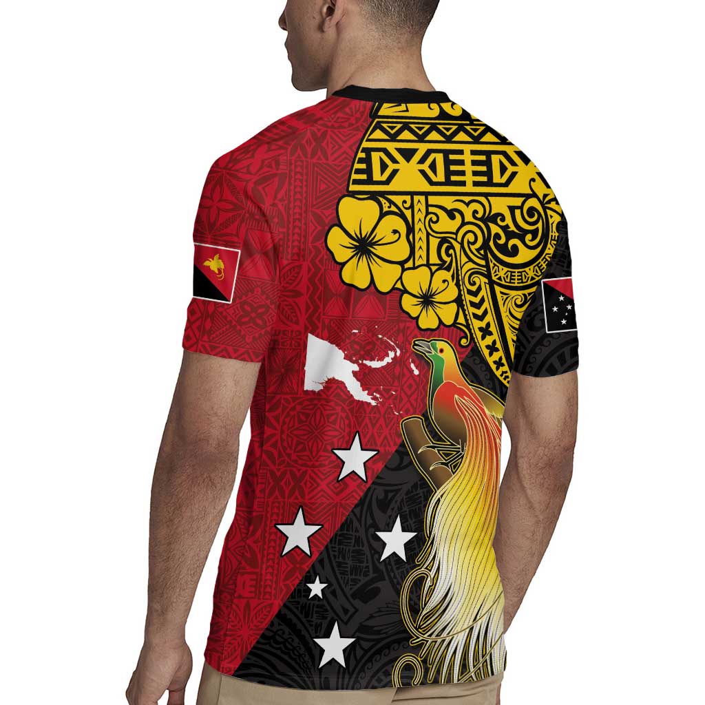 Papua New Guinea Independence Day Rugby Jersey Bird-of-Paradise with Map and Polynesian Pattern