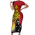 Papua New Guinea Independence Day Short Sleeve Bodycon Dress Bird-of-Paradise with Map and Polynesian Pattern