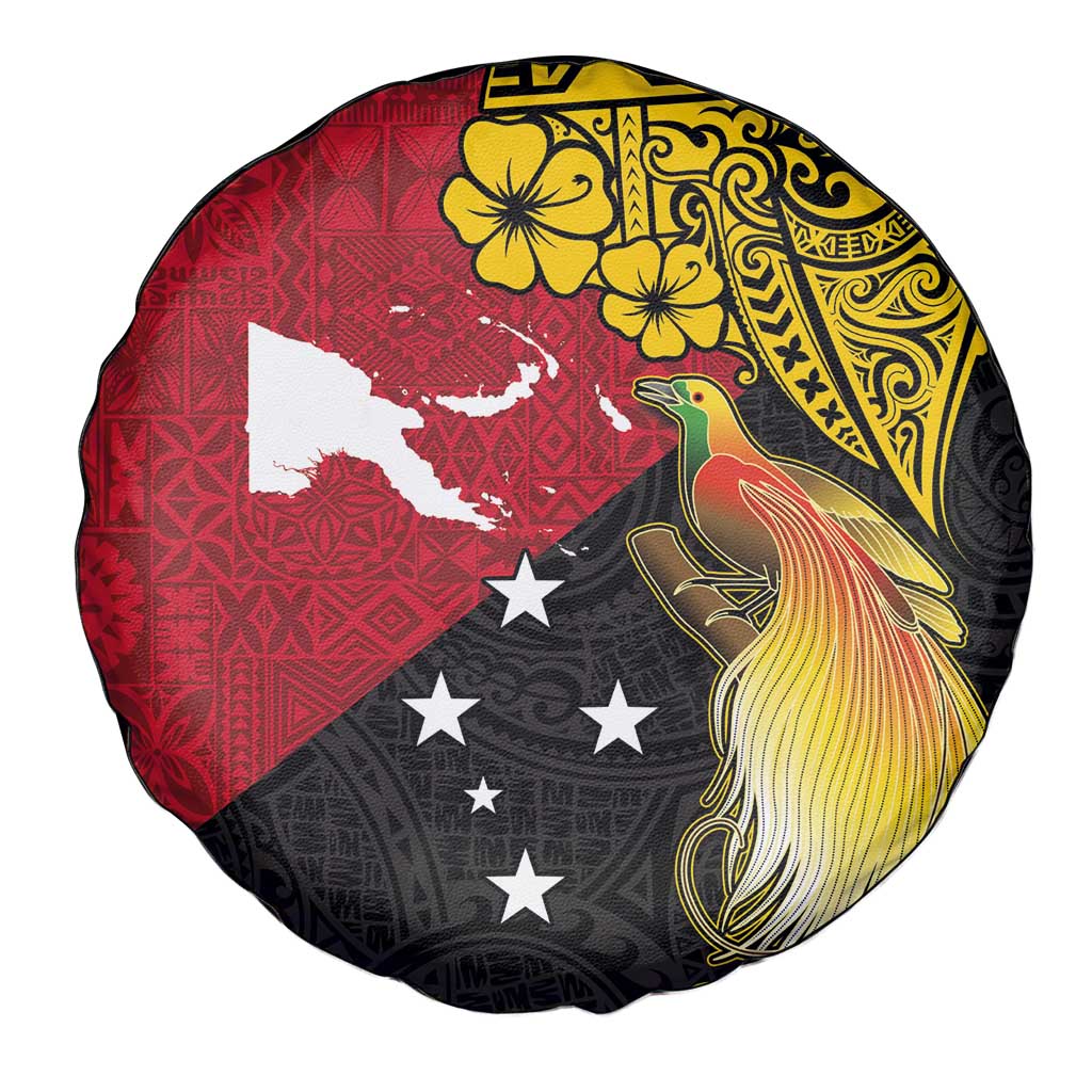 Papua New Guinea Independence Day Spare Tire Cover Bird-of-Paradise with Map and Polynesian Pattern LT03 - Polynesian Pride