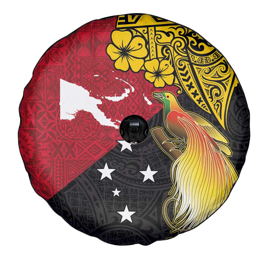 Papua New Guinea Independence Day Spare Tire Cover Bird-of-Paradise with Map and Polynesian Pattern LT03 - Polynesian Pride