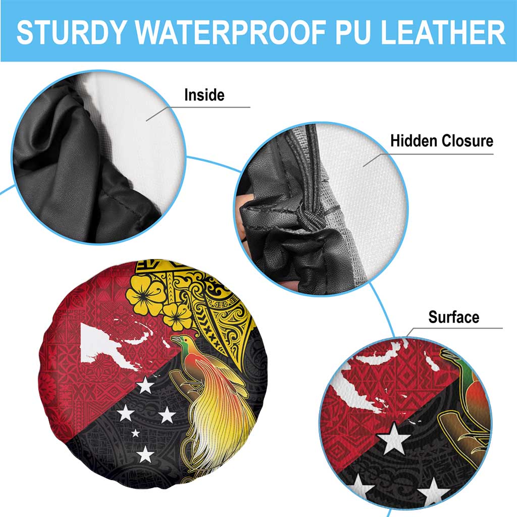 Papua New Guinea Independence Day Spare Tire Cover Bird-of-Paradise with Map and Polynesian Pattern LT03 - Polynesian Pride