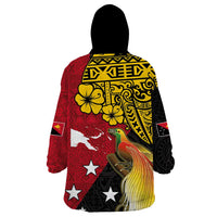 Papua New Guinea Independence Day Wearable Blanket Hoodie Bird-of-Paradise with Map and Polynesian Pattern LT03 - Polynesian Pride