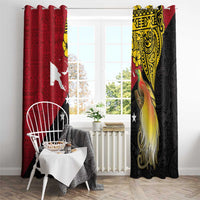 Papua New Guinea Independence Day Window Curtain Bird-of-Paradise with Map and Polynesian Pattern LT03 - Polynesian Pride