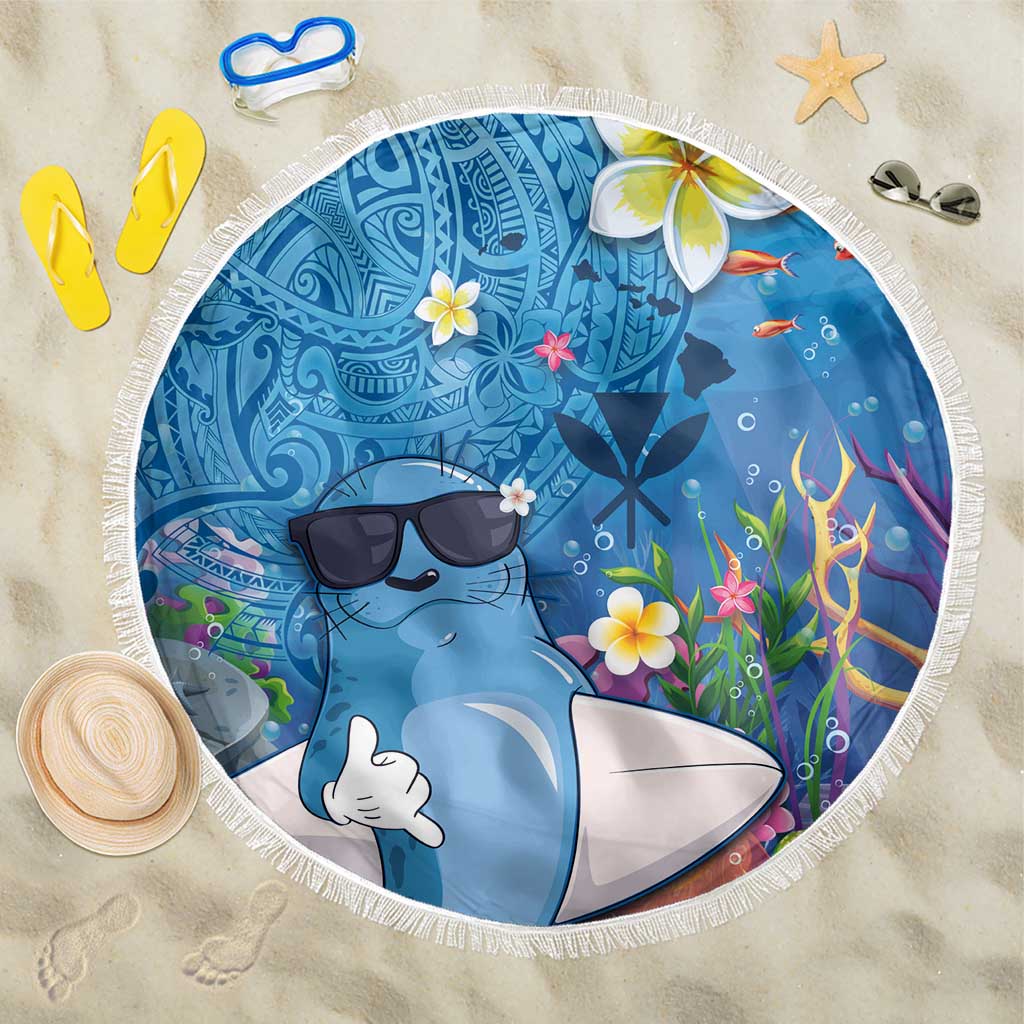 Aloha Hawaiian Monk Seal Beach Blanket Polynesian Tattoo The Ocean and Undersea Vibe LT03 One Size 150cm Blue - Polynesian Pride