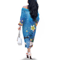 Aloha Hawaiian Monk Seal Family Matching Off The Shoulder Long Sleeve Dress and Hawaiian Shirt Polynesian Tattoo The Ocean and Undersea Vibe
