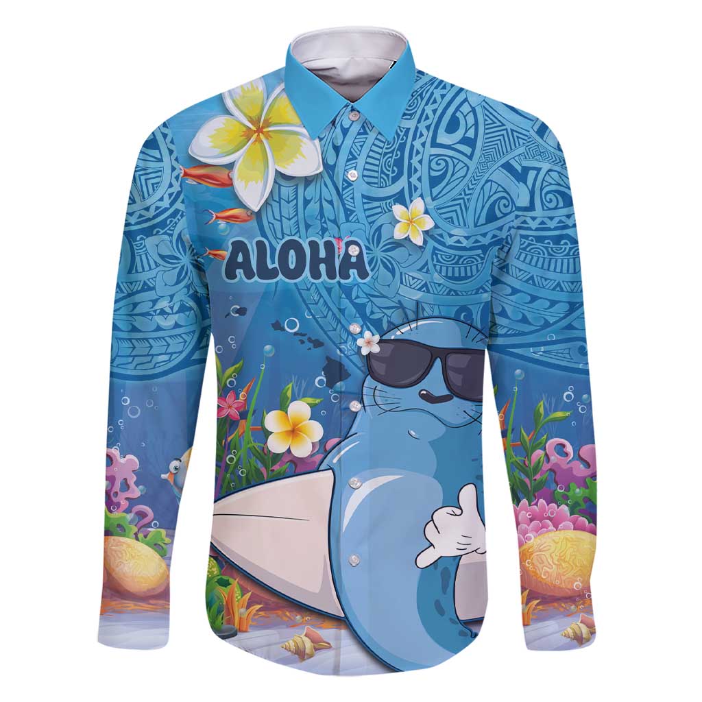 Aloha Hawaiian Monk Seal Family Matching Short Sleeve Bodycon Dress and Hawaiian Shirt Polynesian Tattoo The Ocean and Undersea Vibe