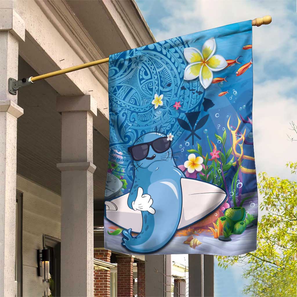 Aloha Hawaiian Monk Seal Garden Flag Polynesian Tattoo The Ocean and Undersea Vibe LT03 House Flag Blue - Polynesian Pride