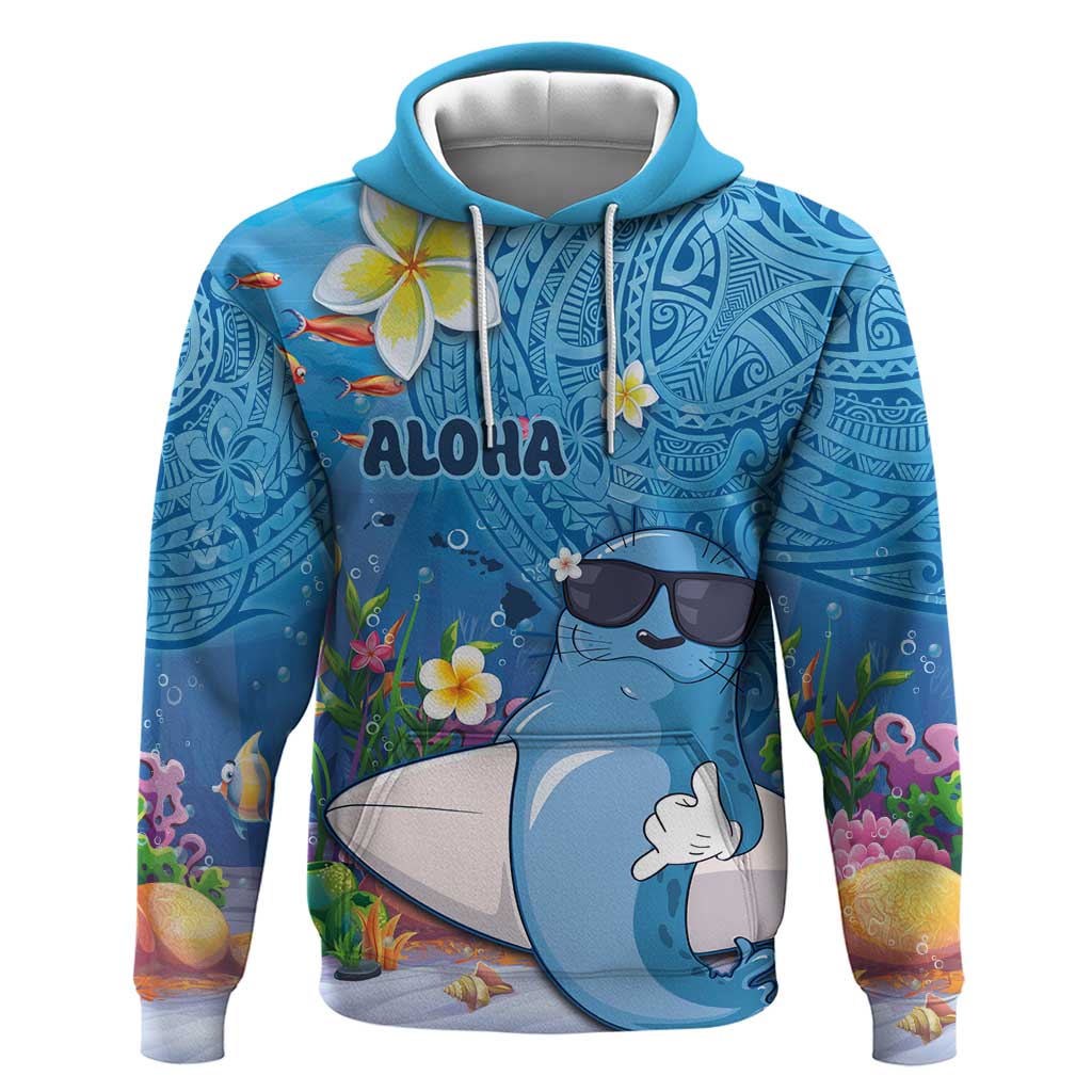 Aloha Hawaiian Monk Seal Hoodie Polynesian Tattoo The Ocean and Undersea Vibe