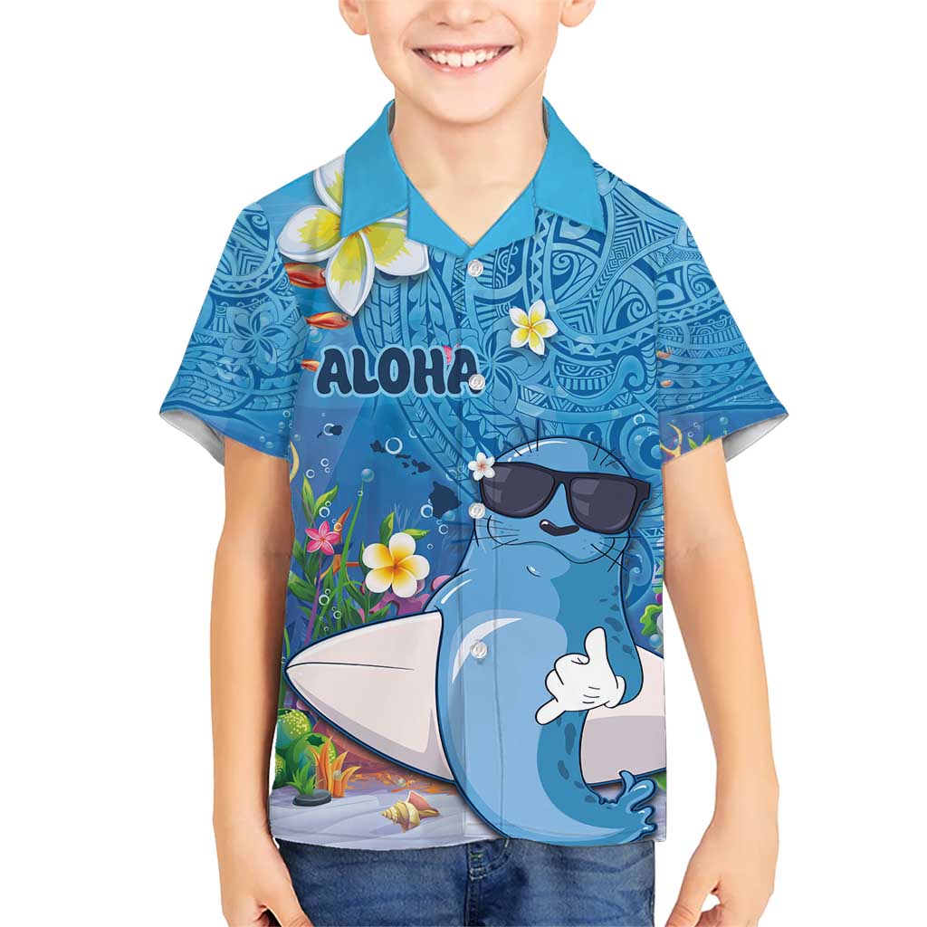 Aloha Hawaiian Monk Seal Kid Hawaiian Shirt Polynesian Tattoo The Ocean and Undersea Vibe