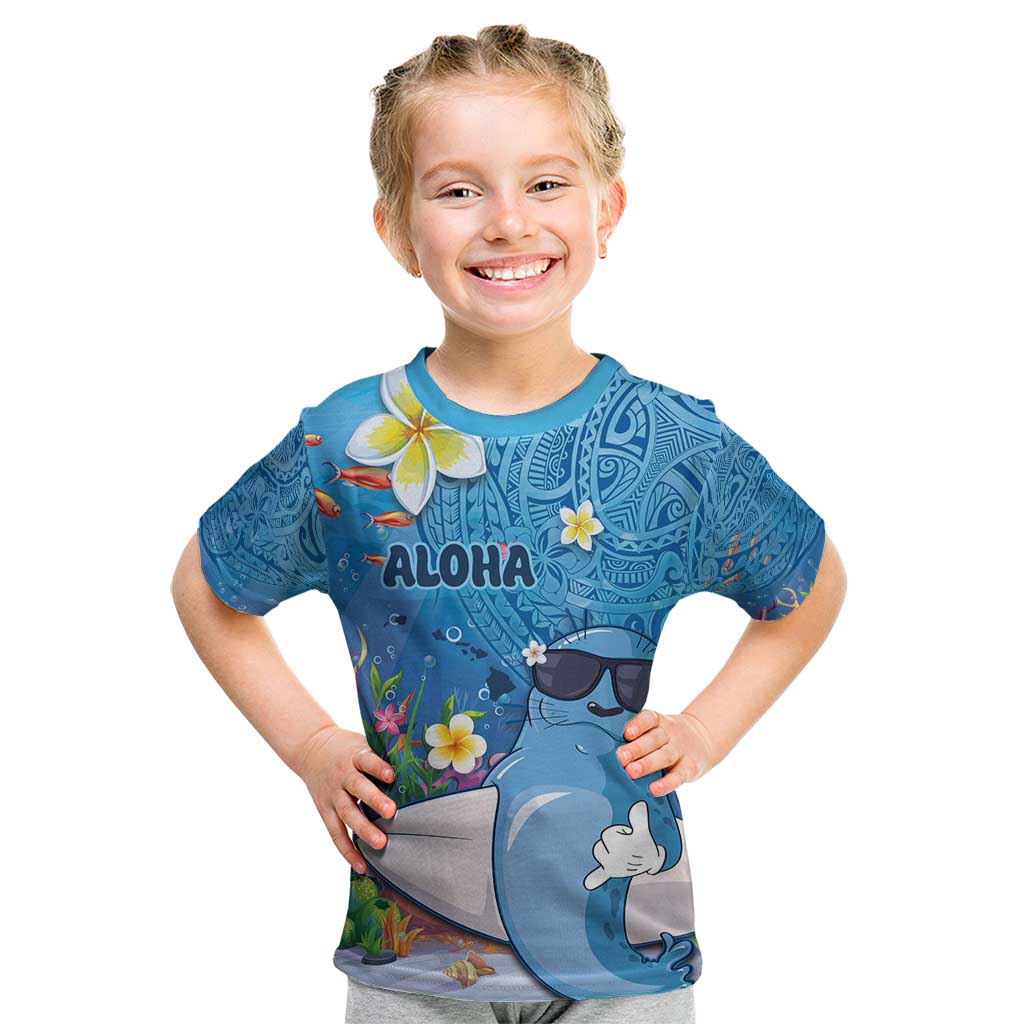 Aloha Hawaiian Monk Seal Kid T Shirt Polynesian Tattoo The Ocean and Undersea Vibe