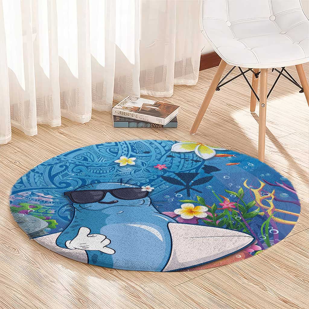 Aloha Hawaiian Monk Seal Round Carpet Polynesian Tattoo The Ocean and Undersea Vibe