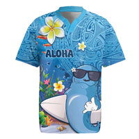 Aloha Hawaiian Monk Seal Rugby Jersey Polynesian Tattoo The Ocean and Undersea Vibe LT03 Blue - Polynesian Pride