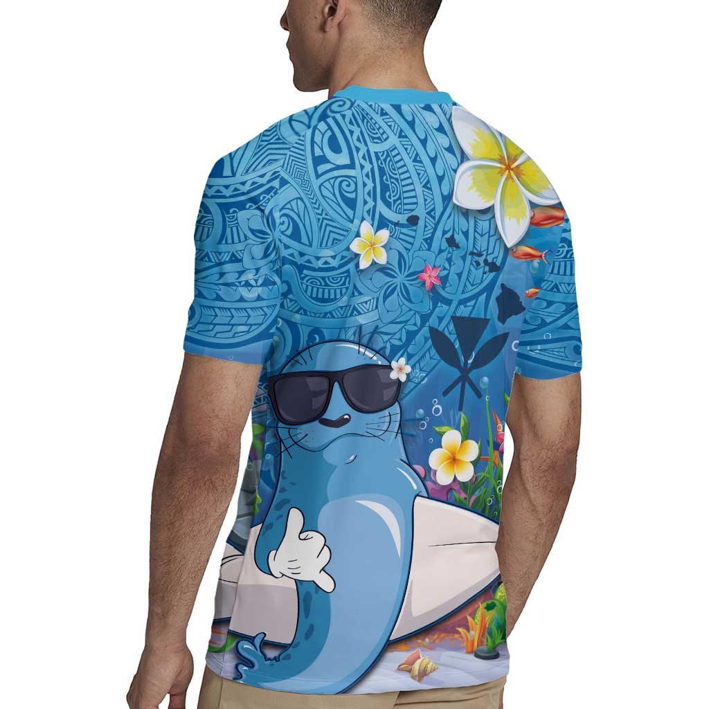 Aloha Hawaiian Monk Seal Rugby Jersey Polynesian Tattoo The Ocean and Undersea Vibe LT03 - Polynesian Pride