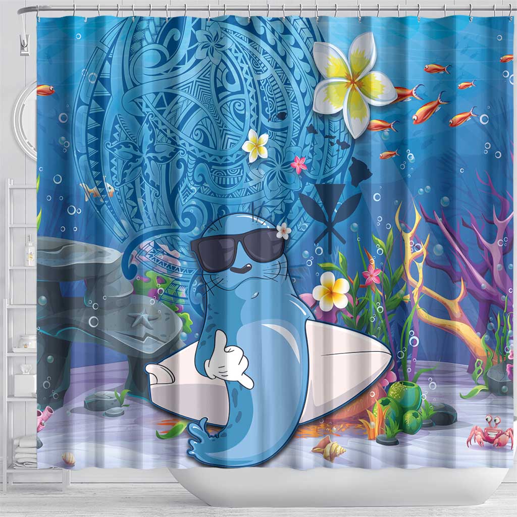 Aloha Hawaiian Monk Seal Shower Curtain Polynesian Tattoo The Ocean and Undersea Vibe