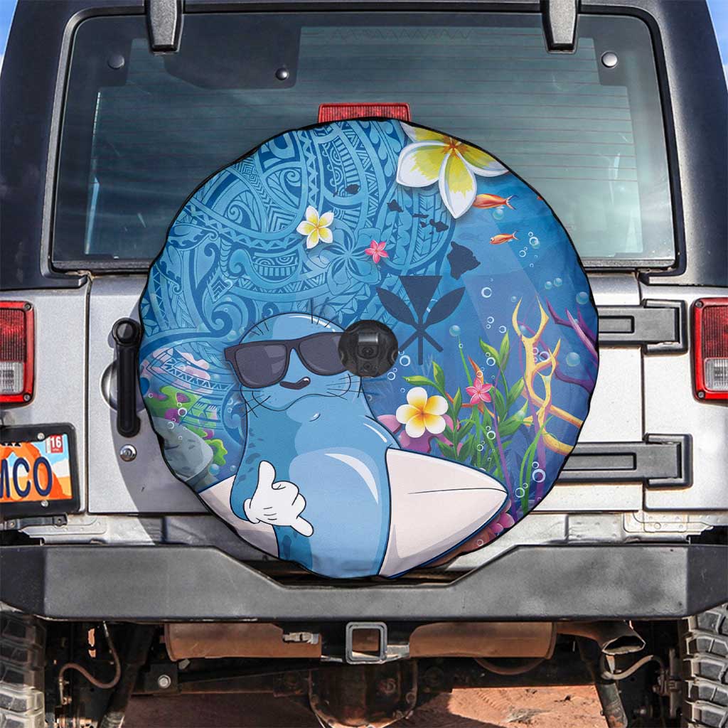 Aloha Hawaiian Monk Seal Spare Tire Cover Polynesian Tattoo The Ocean and Undersea Vibe LT03 Blue - Polynesian Pride