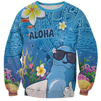 Aloha Hawaiian Monk Seal Sweatshirt Polynesian Tattoo The Ocean and Undersea Vibe LT03 Unisex Blue - Polynesian Pride